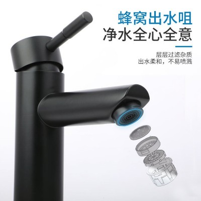 台上盆水龙头黑色卫生间冷热面盆洗脸盆洗手盆家用单孔冷暖水龙头图4