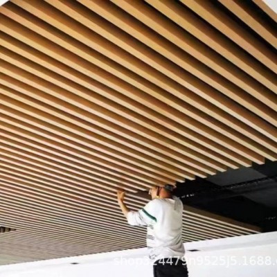 定制铝方通吊顶定制厂家铁方通天花铝方管U型格栅集成吊顶木纹铝图3