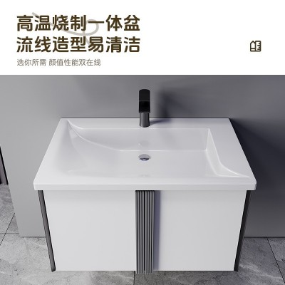 北欧风加厚实木浴室柜双抽屉陶瓷一体盆组合浴室柜浴室间防水防潮图4