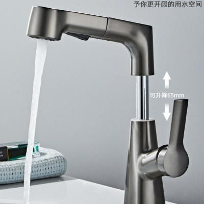 网红爆款抽拉式水龙头洗脸盆冷热水洗手盆卫生间创意外贸面盆龙头图4