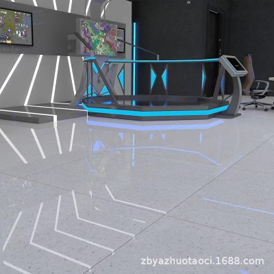 亮面水磨石地砖600x600客餐厅仿古砖商铺理发店防滑瓷砖地面砖图4