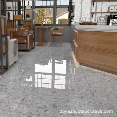 亮面水磨石地砖600x600客餐厅仿古砖商铺理发店防滑瓷砖地面砖图1