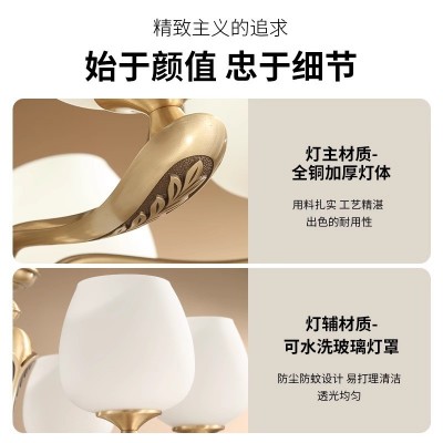 全铜美式欧式客厅吊灯复古中古高级感餐厅灯饰现代简约卧室灯具图4