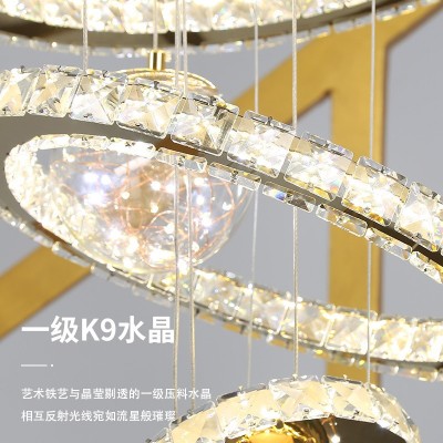 复式楼别墅挑空客厅吊灯主灯轻奢水晶吊灯LED酒店旋转楼梯长吊灯图3