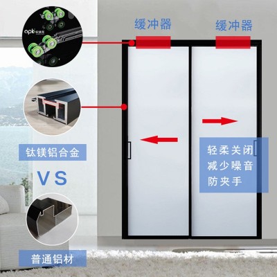佛山工厂重型移门钛镁合金中空钢化玻璃隔断门客厅厕所阳台推拉门图3