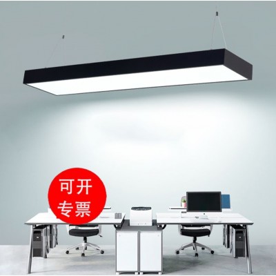 现代简约办公室吊灯超市商场厂房学校长条灯工业风长方形吊线灯