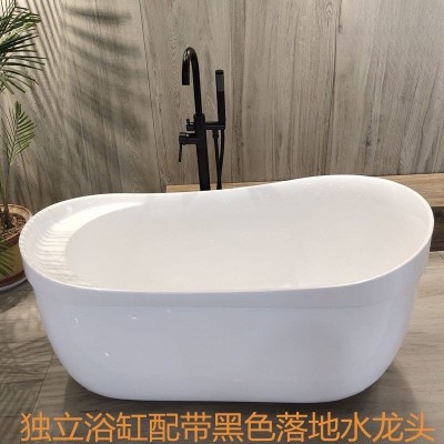 欧式家用小户型成人椭圆民宿浴缸亚克力独立网红浴盆双层一体浴池图3
