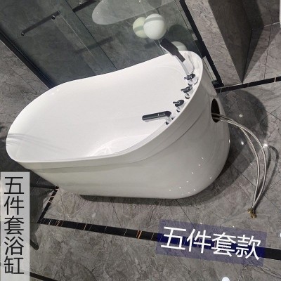 欧式家用小户型成人椭圆民宿浴缸亚克力独立网红浴盆双层一体浴池图5