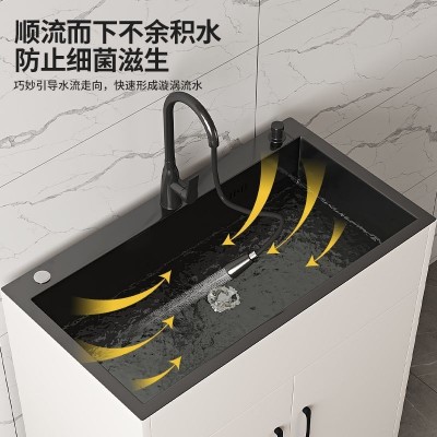 厨房橱柜不锈钢洗菜盆水柜单双带水龙头办公室洗手台盆一体外贸厂图2