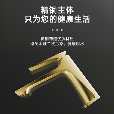 面盆龙头精铜一体铸造浴室柜防溅面盆冷热龙头 金百盛卫浴D14图2