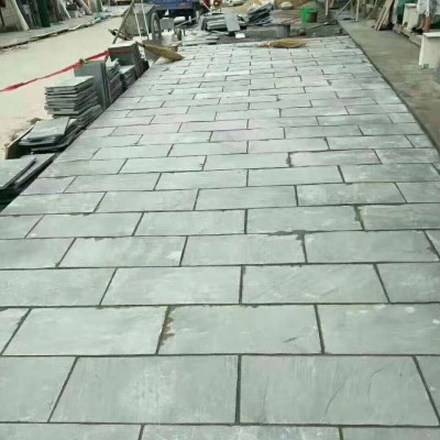 天然绿色板岩青石板文化石园林庭院仿古防滑地砖园林踏步石铺路图2