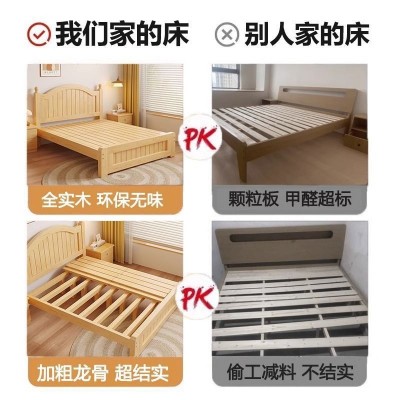 实木床双人床经济型出租房家用主卧1.2m1米单人1.8米1.5大床批发图2