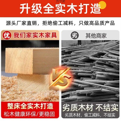 实木科技布皮艺床1.8双人主卧大床小户型1.5单人床出租屋软包床头图4