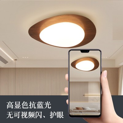 现代简约中古网红吸顶灯创意胡桃木色卧室书房间灯高亮护眼阳台灯图2