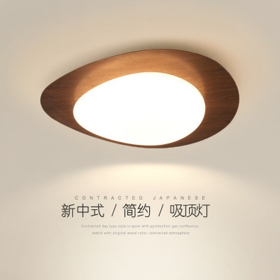 现代简约中古网红吸顶灯创意胡桃木色卧室书房间灯高亮护眼阳台灯