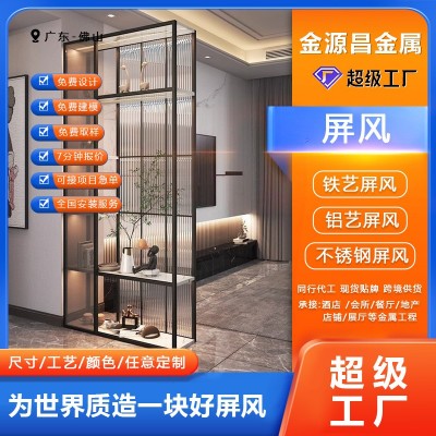 入户玄关带灯发光隔断柜客厅进门置物架酒柜屏风简约钢化玻璃餐边
