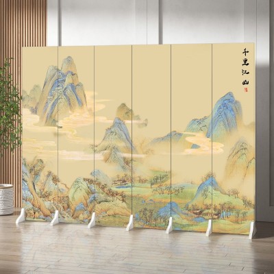 屏风隔断客厅入户正对门中式玄关卧室可折叠墙遮挡移动山水画屏风图3