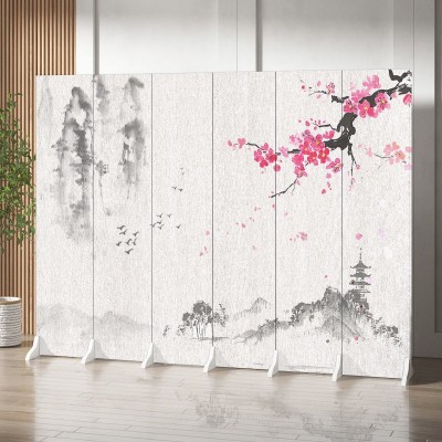 屏风隔断客厅入户正对门中式玄关卧室可折叠墙遮挡移动山水画屏风图4