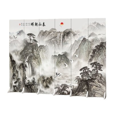 屏风隔断客厅入户正对门中式玄关卧室可折叠墙遮挡移动山水画屏风图5