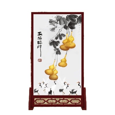 新中式入户屏风隔断办公室双面简易招财座屏客厅遮挡玄关现代布图5