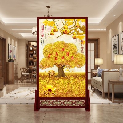 新中式入户屏风隔断办公室双面简易招财座屏客厅遮挡玄关现代布图3