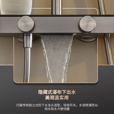闰西尔卫浴花洒卫生间浴室冷热双控增压莲藕喷头枪灰色奶白色可选图4