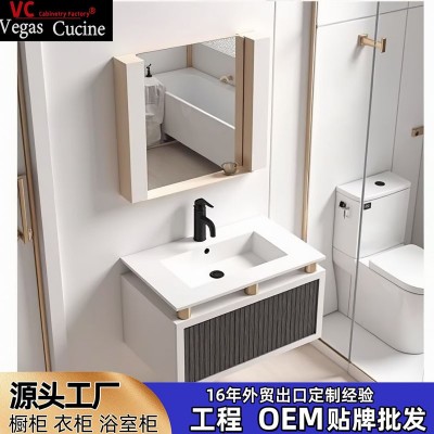 简约现代奶白色迷你外贸出口澳洲浴室柜生产厂家佛山工厂图3