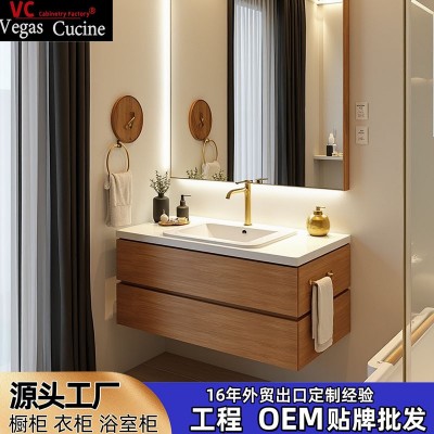 轻奢外贸出口浴室柜工程酒店木质浴室柜佛山工厂浴柜生产厂家