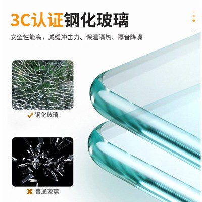 极窄边框平开门简约浴室门超白长虹双层钢化玻璃铝合金厕所门厂家图2