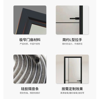 极窄边框平开门简约浴室门超白长虹双层钢化玻璃铝合金厕所门厂家图4