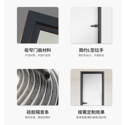 极窄超白长虹玻璃门卫生间门浴室厕所门钛镁合金磨砂厨房门平开门图4