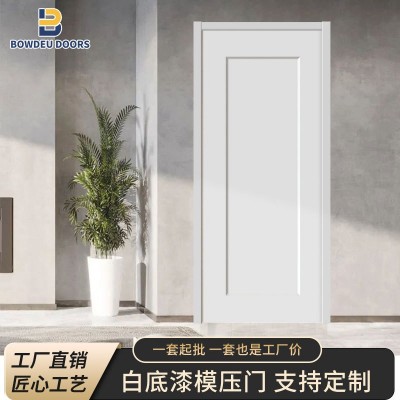 肖克款白底漆模压门木门室内门卧室门门扇工厂批发美国美洲市场图4