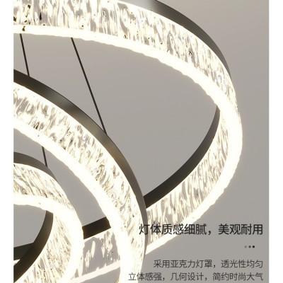 客厅吊灯意式极简轻奢感卧室灯具冰裂纹水晶客厅主灯超亮餐厅吊灯图5