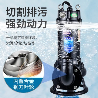 送10米水带不锈钢切割式污水泵220V抽粪泥浆泵养猪场排污泵潜水泵图4