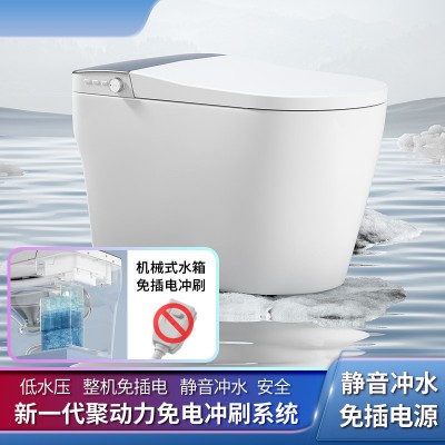 不插电智能马桶虹吸式脚踢冲水坐便器无水压限制免插电款跨境专供