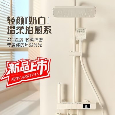 奶油风白色淋浴花洒套装家用卫浴恒温浴室增压洗澡花洒套装工厂直