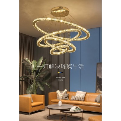 餐厅吊灯现代简约水晶灯客厅灯创意个性轻奢艺术卧室灯环形灯具图3