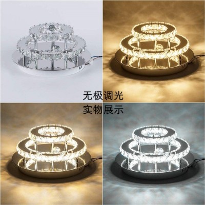厂家批发 简约LED水晶吸顶灯不锈钢圆形双层水晶灯走廊玄关阳台灯图3