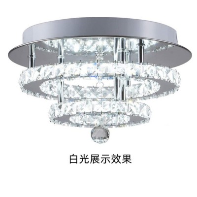 厂家批发 简约LED水晶吸顶灯不锈钢圆形双层水晶灯走廊玄关阳台灯图5