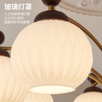 美式复古风客厅吊灯法式中古高级感实木设计师款艺术灯具批发图4