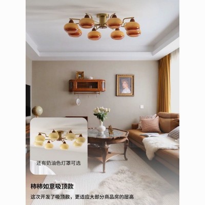 美式复古卧室柿子吸顶灯包豪斯奶油中古vintage餐厅书房客厅主灯图3