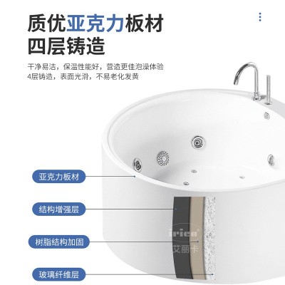 佛山现货供应亚克力浴缸网红酒店款无缝独立式家用小户型圆形浴盆图3