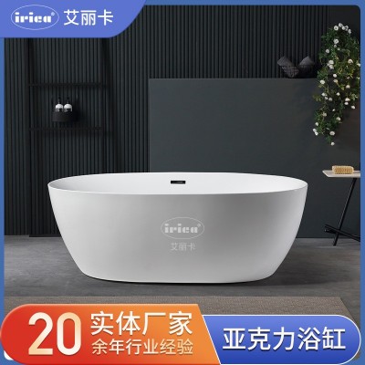 佛山批发亚克力家用小户型浴缸恒温薄边浴缸独立式无缝一体浴缸