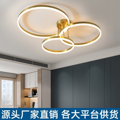北欧led客厅环形吊灯别墅圆形吊灯卧室复式楼后现代复式楼大吊灯