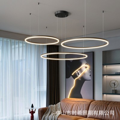 环形吊灯圆圈客厅灯具LED现代简约家用智能创意2025新款中山灯具图3