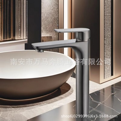 枪灰台上盆水龙头冷热黄铜款加高面盆洗脸盆高脚卫生间洗手盆单冷