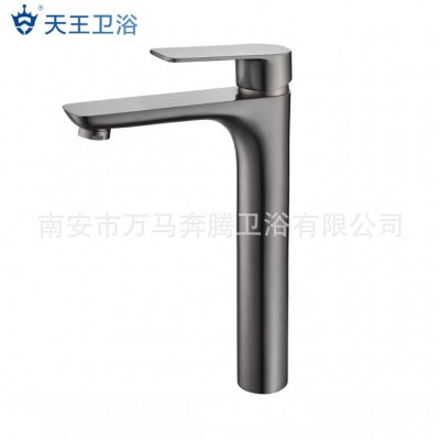 枪灰台上盆水龙头冷热黄铜款加高面盆洗脸盆高脚卫生间洗手盆单冷图2