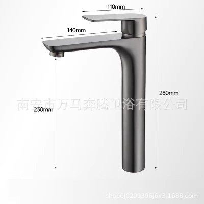 枪灰台上盆水龙头冷热黄铜款加高面盆洗脸盆高脚卫生间洗手盆单冷图3