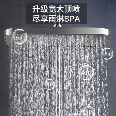枪灰色数显冷热淋浴花洒套装水镀家用黄铜淋浴器浴室淋雨 增压花洒图2