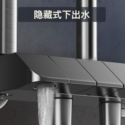 枪灰色数显冷热淋浴花洒套装水镀家用黄铜淋浴器浴室淋雨 增压花洒图4